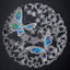 Enamel Twin Butterfly Silver Thread Art