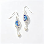 Double-Sided Enamel Lotus Drop Earrings