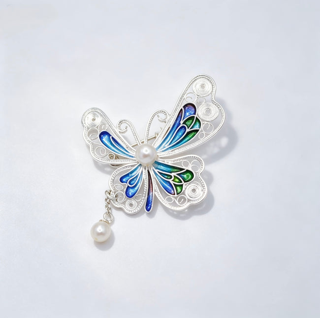 Enamel Butterfly Brooch Hover Image