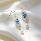Double-Sided Enamel Lotus Drop Earrings