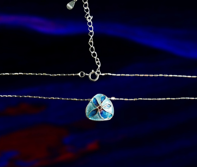 Triangle Enamel Orchid Necklace Hover Image