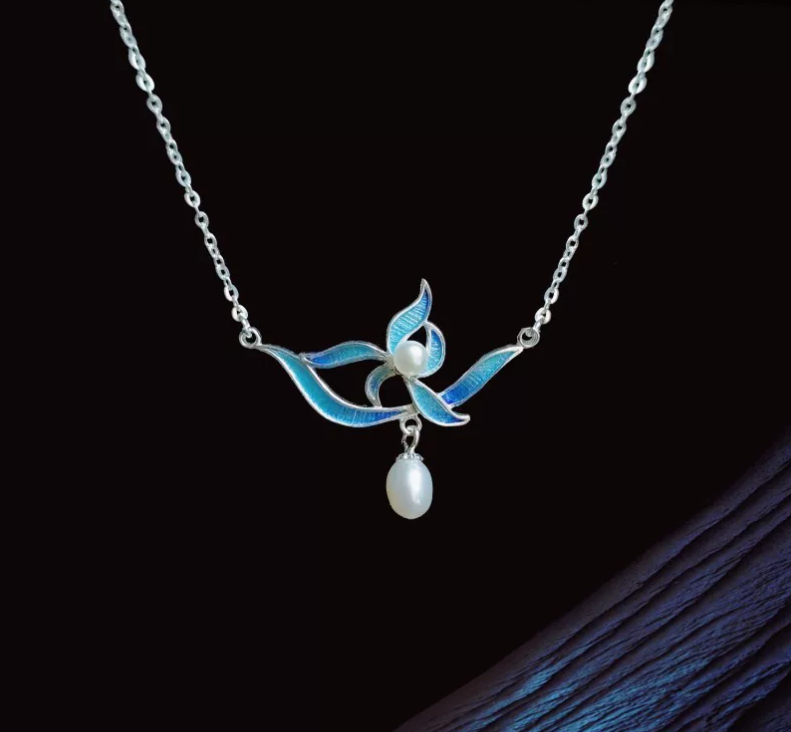 Enamel Orchid Necklace